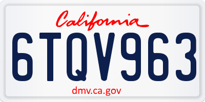 CA license plate 6TQV963