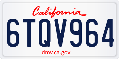 CA license plate 6TQV964