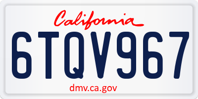 CA license plate 6TQV967