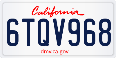 CA license plate 6TQV968