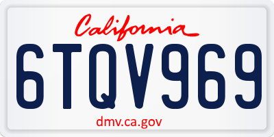 CA license plate 6TQV969