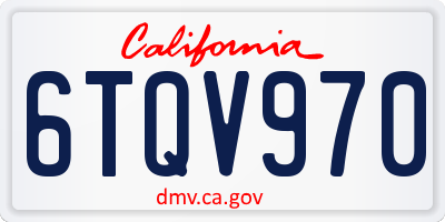 CA license plate 6TQV970