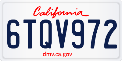 CA license plate 6TQV972