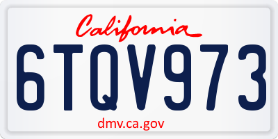 CA license plate 6TQV973