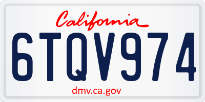 CA license plate 6TQV974