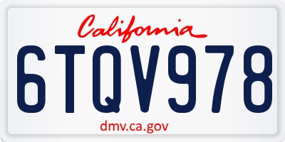 CA license plate 6TQV978