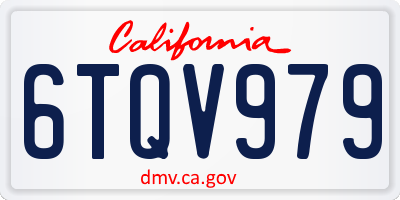 CA license plate 6TQV979