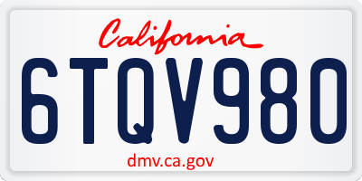 CA license plate 6TQV980