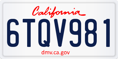 CA license plate 6TQV981