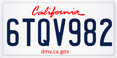 CA license plate 6TQV982