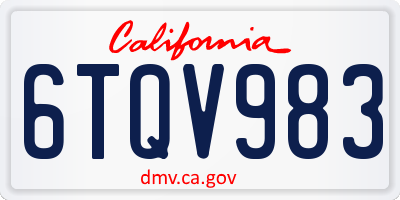 CA license plate 6TQV983