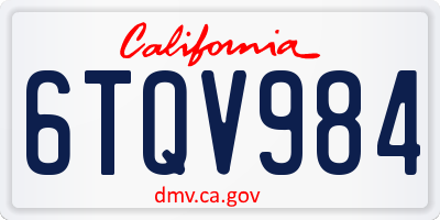 CA license plate 6TQV984