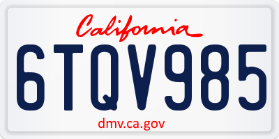 CA license plate 6TQV985