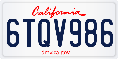 CA license plate 6TQV986