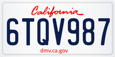 CA license plate 6TQV987