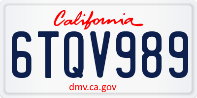 CA license plate 6TQV989