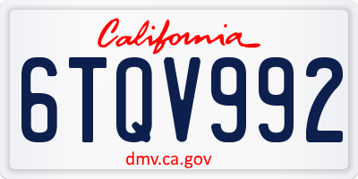 CA license plate 6TQV992