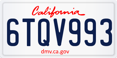 CA license plate 6TQV993