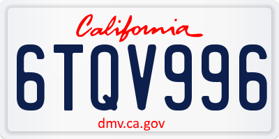 CA license plate 6TQV996