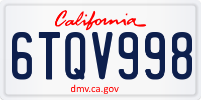 CA license plate 6TQV998