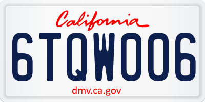 CA license plate 6TQW006