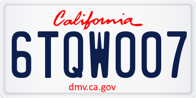 CA license plate 6TQW007