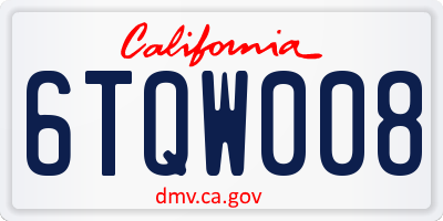 CA license plate 6TQW008