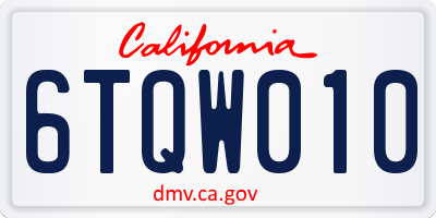 CA license plate 6TQW010