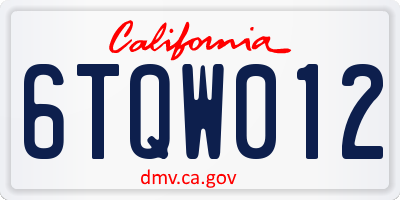 CA license plate 6TQW012