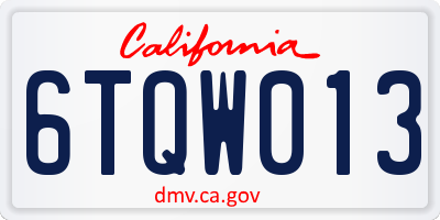 CA license plate 6TQW013