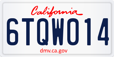 CA license plate 6TQW014