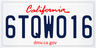 CA license plate 6TQW016