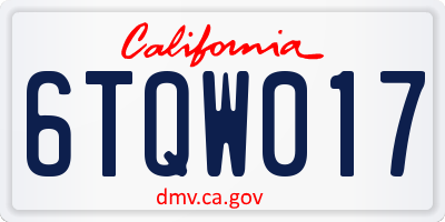 CA license plate 6TQW017