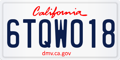 CA license plate 6TQW018