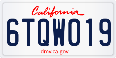 CA license plate 6TQW019