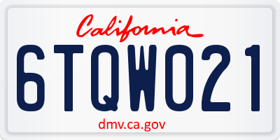 CA license plate 6TQW021
