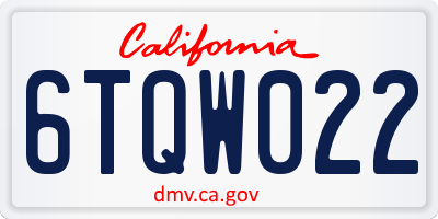 CA license plate 6TQW022