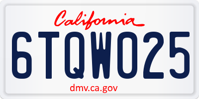 CA license plate 6TQW025