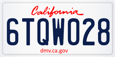 CA license plate 6TQW028