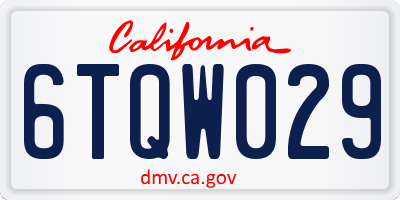 CA license plate 6TQW029