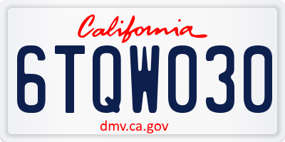 CA license plate 6TQW030