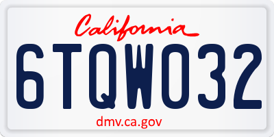 CA license plate 6TQW032