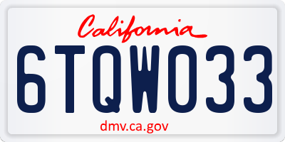 CA license plate 6TQW033