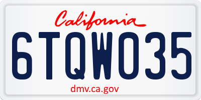 CA license plate 6TQW035