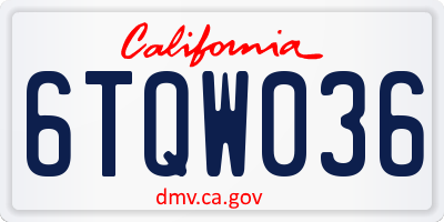 CA license plate 6TQW036