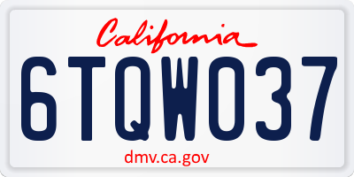 CA license plate 6TQW037