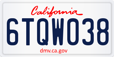 CA license plate 6TQW038