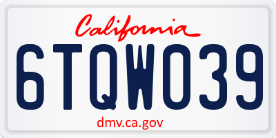 CA license plate 6TQW039