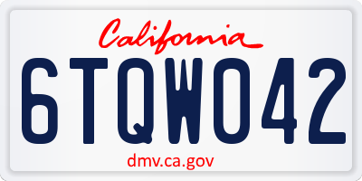 CA license plate 6TQW042