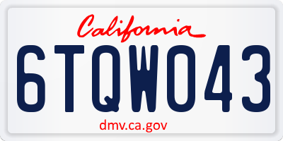 CA license plate 6TQW043